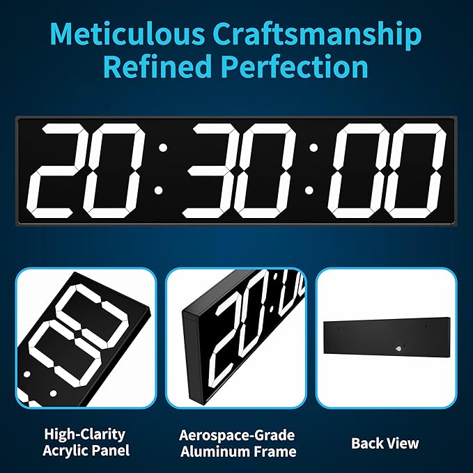 Large Digital Wall Clock 28" with GPS Auto-Sync, Remote Control & Timer, Wall-Mounted for Classroom, Office, Gym, Conference Room