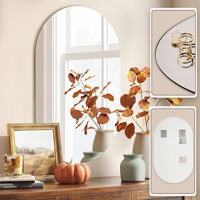 32" x 20" Frameless Mirror Wall Mirror, Modern Oval Bathroom Mirror with Polished Edge, Hang Horizontally or Vertically, for Bedroom Bathroom Livingroom Gym Entryway and More