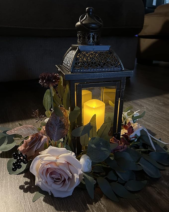 NEEDOMO Large Candle Lanterns Decorative Indoor, 14.4" Outdoor Lantern with Clear Glass, Vintage Metal Candle Holders in Black, Patio Wedding Home Kitchen Coffee Table Livinig Room Decor