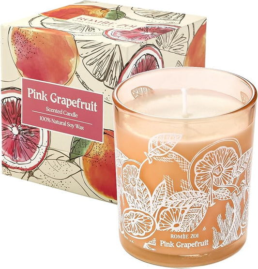 ROMIIE ZOI Scented Candle - Pink Grapefruit - 6oz Aromatherapy Soy Wax Jar Candle for Home, Gifts for Women - 170g