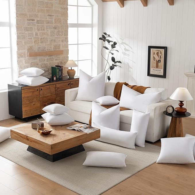 14x36 Lumbar Pillow Inserts for Bed, 2 Pack - Feather and Down Throw Pillow Inserts for Living Room Couch Bed Sofa