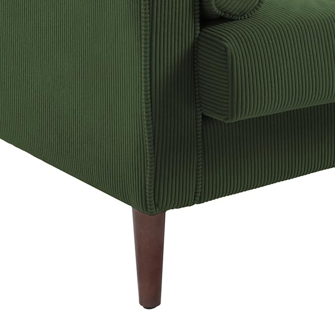 UIXE Accent Chair, Corduroy Fabric Upholstered Armchair for Living Room, Comfy Arm Chair Single Sofa Bedroom Reading Seat with Solid Wood Legs - Green