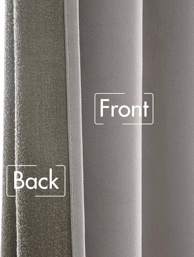 MIULEE Silver Gray Velvet Curtains 108 inches 2 Panels - Luxury Room Darkening Window Drapes for Bedroom Living Room Thermal Insulated Super Soft Blackout Extra Long, Back Tab Rod Pocket Pinch Pleated