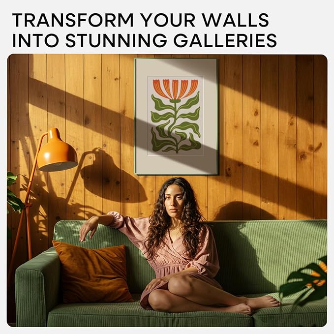 Homeforia A1 Poster Frame Sage Green, High End Metal A1 Large Picture Frames with Mat A2 Photo, 23.4 x 33.1 Frames Matted to 16.5 x 23.4 Print, 23.4x33.1 Thin Frame, Tempered Glass, Wall Kit, Set of 1