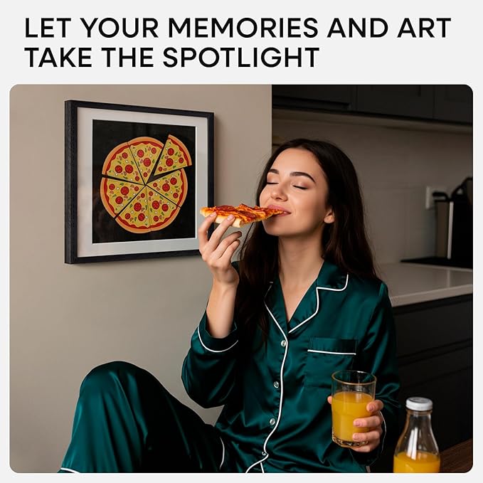 Homeforia 12x12 Black Wood Frame Matted to 10x10 Print, High End Oak 12 x 12 Square Picture Frame with Mat 10 x 10 for Photo, 12by12 Black Wooden Thin Poster Frames, Tempered Glass, Wall Kit, Set of 1