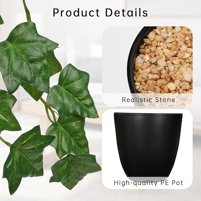 Set of 2 Fake Ivy Plant for Home Decor Indoor Silk Artificial Hanging Plant 25" Fake Ivy Vine Faux Ivy Leaves for House Room Indoor Outdoor Home Shelf Office Plant Decor