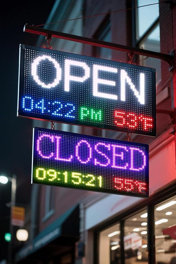 Large Double Sided Digital Wall Clock 19x9 Inch with Remote，Auto-Dimming, Temperature & Date Display, Indoor/Outdoor Waterproof Alarm Clock for Gym, Garage, Office, Shopping Mall