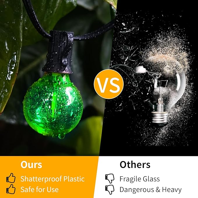 40FT LED Outdoor String Lights Waterproof, G40 LED Globe Outdoor Light for Patio with 27 Edison Vintage Shatterproof Bulbs, Connectable Backyard Lights for Garden, Bistro, Porch, Halloween