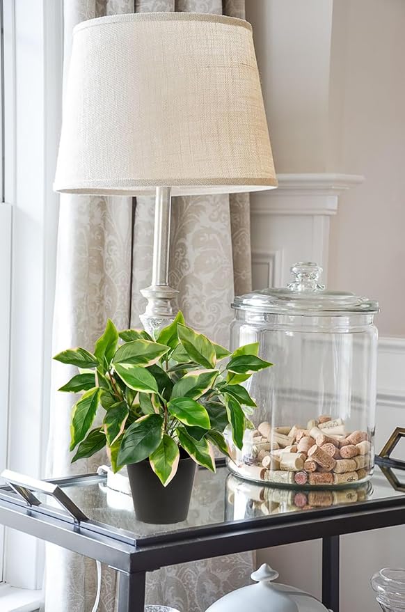 Artificial Plants Indoor Small Fake Plants in Pots Faux Pothos N‘ Joy Potted Plant Fake Indoor Plants with Black Pots for Bathroom Living Room Office Desk Shelves