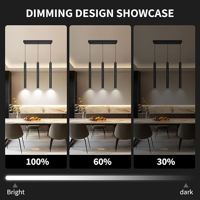 OKELI Modern 3-Light Pendant Light Fixtures Square Pendant Lights Kitchen Island LED Minimalist Pendant Lighting Fixture for Kitchen,Dinning Room,Bedroom,Hallway,Bar