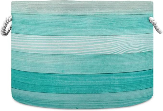 xigua Large Storage Basket Cotton Rope Basket Teal Mint Green Wood Baby Laundry Basket for Blankets Toys Storage Basket Laundry Hamper