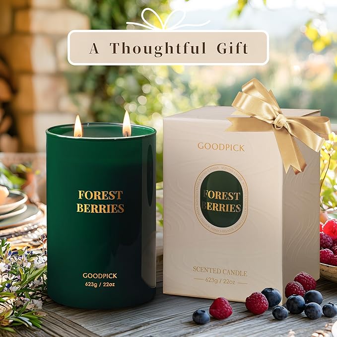 Goodpick Forest Berries Candles, Scented Candles for Home, 22oz Soy Wax, Long Burning 120hrs, Juicy Fruity Living Room Gift