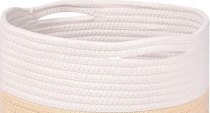 voten Round Storage Cubes Baskets Bins Organizer 11x11x11'' Fit 12x12'' Cube Storage, Durable Woven Cotton Rope, 3-Tone Honey, 3-Pack, Collapsible