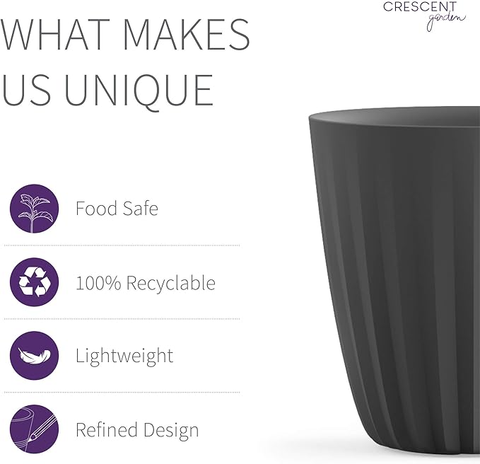 Crescent Garden Pleat Planter, Large Outdoor/Indoor Pot, 19-Inch (Slate)