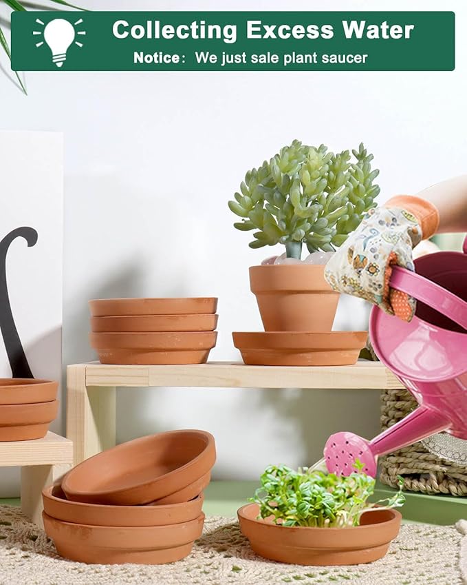 vensovo 3 Inch Terracotta Plant Saucer Pots Tray - 12 pcs Mini Planter Saucers for Indoor & Outdoor Plants, Small Clay Trays Perfect for 2 Inch 2.5Inch Flower Pot