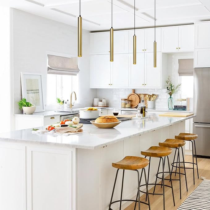 OKELI Modern Pendant Lights 4000K Bronze LED Dimmable Pendant Light Fixtures Pendant Lighting for Kitchen Island,Bar,Bedroom, 15.7inch, 10W, ETL, 3Pack