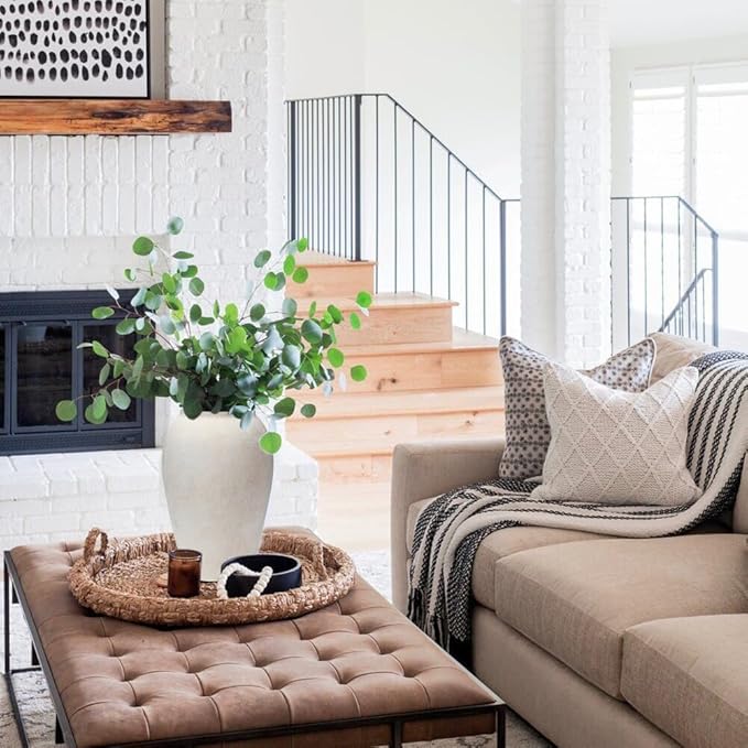 Handcrafted Terracotta Flower Vase, 9.6" Tall, Vintage White Ceramic, Rustic Antique Decor, Wide Mouth, Matte Finish for Home Office Resto Cafe