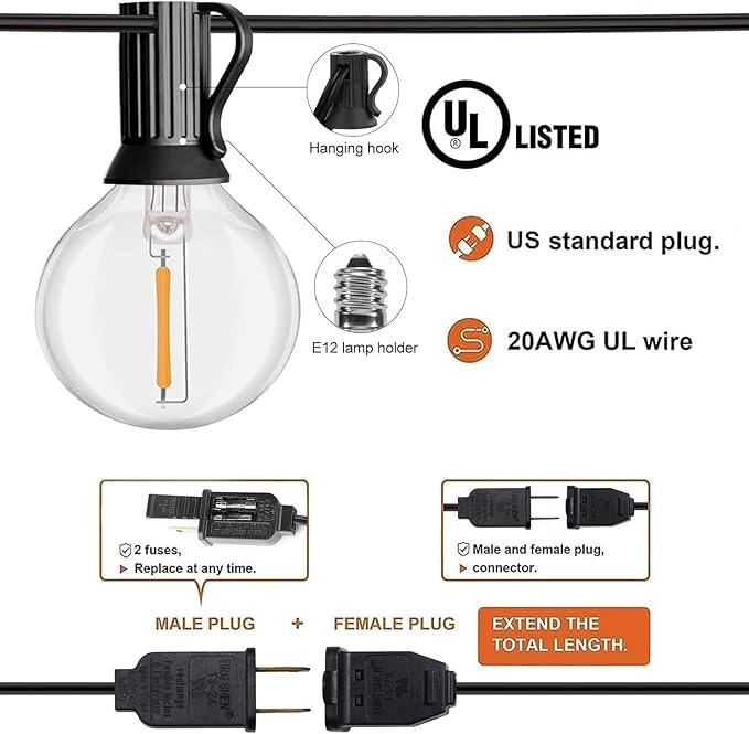 HISTAR LED 30FT Outdoor String Lights with Remote Waterproof Patio Lights 27 Dimmable G40 Bulbs, Outdoor Globe String Lights Decorative Backyard Bistro Garden Balcony Cafe Lights