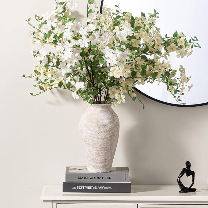 Ceramic Flower Vase Home Decor - Large Tall Farmhouse Table Vases Rustic Vintage Living Room Kitchen Bedroom Decorations for House Book Shelf Office Coffee Desk Dining Fireplace (11" Retro)