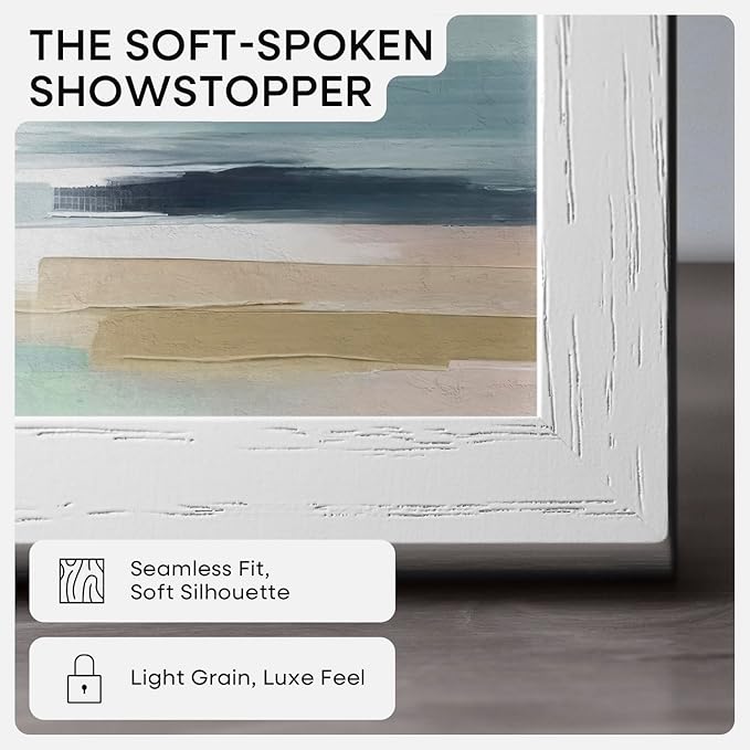 Homeforia 24x30 Poster Frame White, High End Oak 24 x 30 White Wood Picture Frames with Mat 18 x 24 for Photo, 24x30 Wooden Frame Matted to 18x24, 30x24 Large Frame, Tempered Glass, Wall Kit, Set of 1