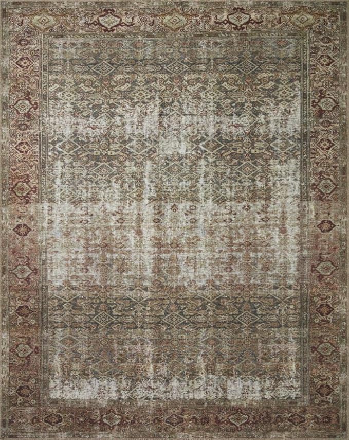 Loloi Amber Lewis Georgie Collection GER-07 Moss/Salmon 2'-3" x 3'-9", .19" Pile Height, Accent Rug