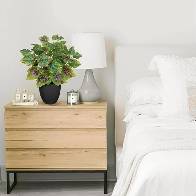 14.5" Artificial Plants Indoor Home Decor, Fake Potted Silk Plants for Shelves Living Room Decor, Small Artificial Office Desk Plants in Pots, Faux Grape Leaf Vine Hope Tropical House Plant Sets of 2