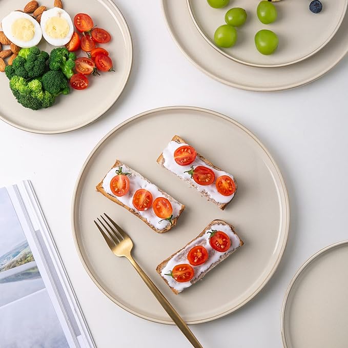 AmorArc Stoneware Dinnerware Sets for 4,Round Reactive Glaze Ceramic Plates and Bowls Set,Highly Scrath Resistant | Dishwasher & Microwave Safe Dishes Set,Service for 4 (12pc)