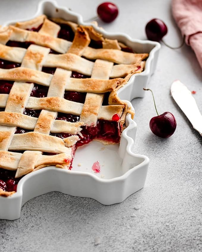 WORLD PLATES France Shaped Baking Dish Serving Platter or Decorative Tray Charming Porcelain Bakeware Oven Microwave and Dishwasher Safe