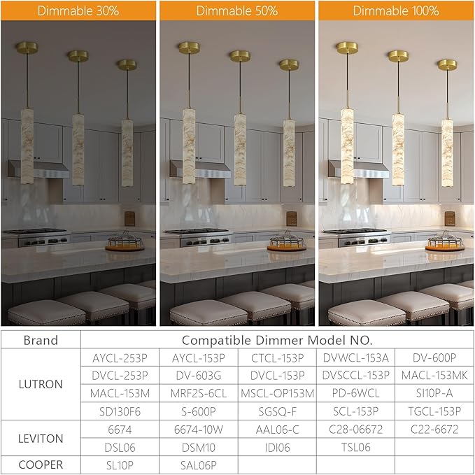 LMQNINE Natural Alabaster Pendant Lights for Kitchen Island White Marble Long Tube Chandelier Modern Gold Ceiling Light Fixtures for Bedroom Dining Room Table Living Room Hallway(M-1Pack)