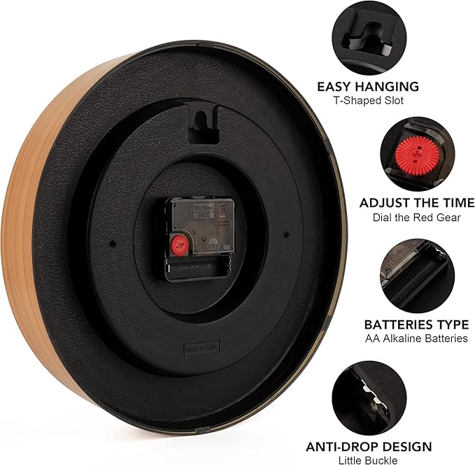 Kids Wall Clock for Bedroom, 10 Inch Round Multi-Colored Learning Clock, Children's Silent Analog Non-Ticking Educational Wall Clock for Boys and Girls Classroom Home Decor