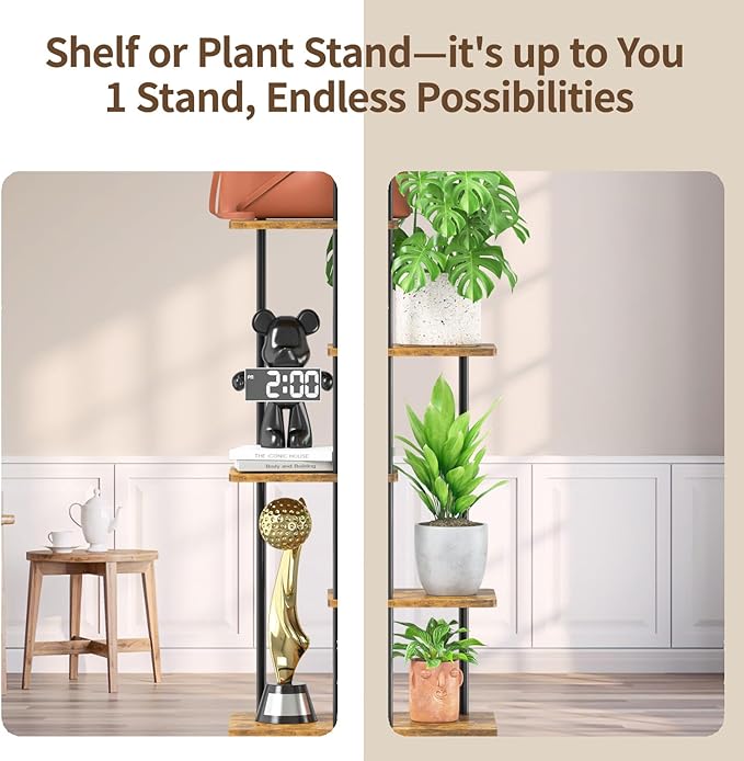 LASZOLA Black 6 Tiered Wood Plant Stand Indoor for Larger Heavy Duty Planter, Sturdy Multi Level Vertical Flowers Racks for Narrow Inside Floor, Decorate Shelving for Hold House Tree, Space Saving