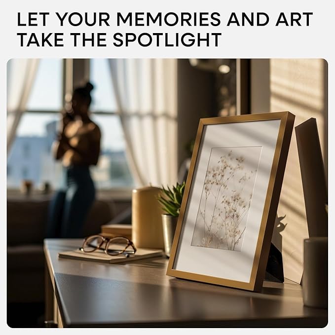 Homeforia A5 Picture Frame Bronze, High End Metal 5.8 x 8.3 Frame Matted to 4.1 x 5.8 Photo, A5 Frame with Mat A6 Art, 5.8x8.3 Poster Frames, 8.3x5.8 Display Frames, Tempered Glass, Wall Kit, Set of 1