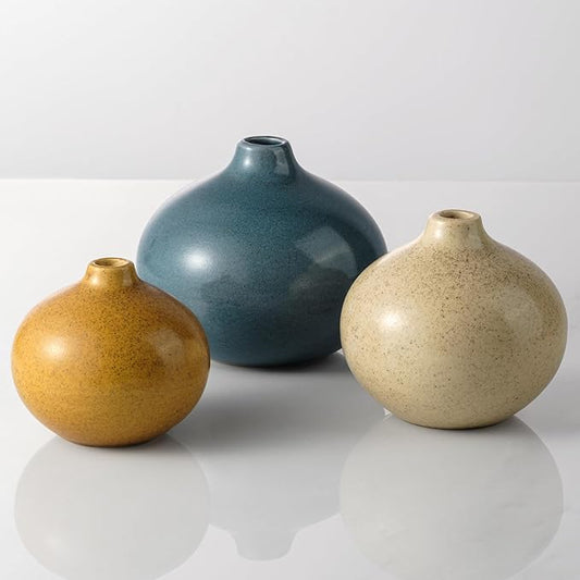 Ceramic Vase Set of 3,Small Vase for Home Decor,Mini Flower Vase, Decorative Vase for Table Living Room,Bedroom, Kitchen, Bathroom, Bookshelf