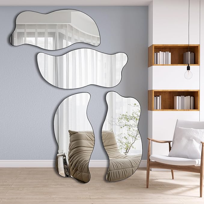 Irregular Wall Mirror, Asymmetrical Mirror, 47.24"x21.6" Modern Weird Shaped Mirrors for Living Room Bathroom Bedroom Entryway Fireplace