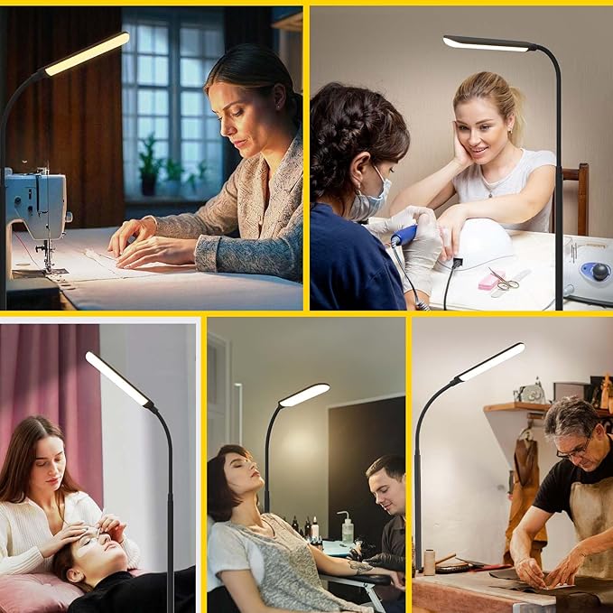 LED Floor Lamp, 18W Super Bright Floor Lamp for Living Room, Adjustable Stepless Colors & Brightness Gooseneck Standing Lamp, Eye Caring Reading Light with Remote