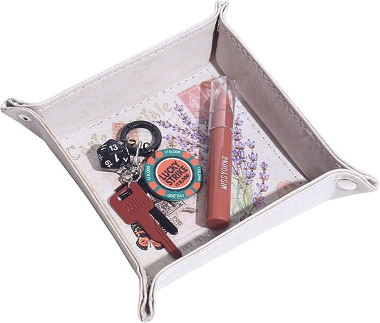 Decorative Valet Tray Organizer for Keys, Makeup Brush Holder, Jewelry Tray Dish,Cute Bowl Trinket Tray,New Home Gifts for Women,Catchall Bedside Nightstand Caddy Holder (Lavender)