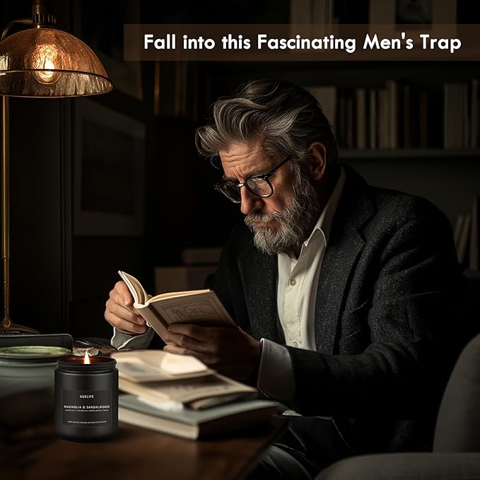 Scented Candles Set | Gifts for Men - 4 Pack Men Candle Set, Masculine Candle, Soy Candles for Home Scented, Gift for Dad Fathers Day -Scent of Cedar Oakmoss/Pine&Clove/Patchouli/Sandalwood