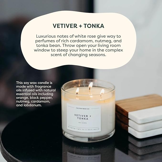 Calyan Wax Co. Fall Scented Candle Set, Fall Bundle of 4 Scented Candles, Bulk 3 Wick Candles, Non Toxic & Vegan Soy Wax, Candle Gift Set, 43 Hour Burn Time, 14.9oz Each