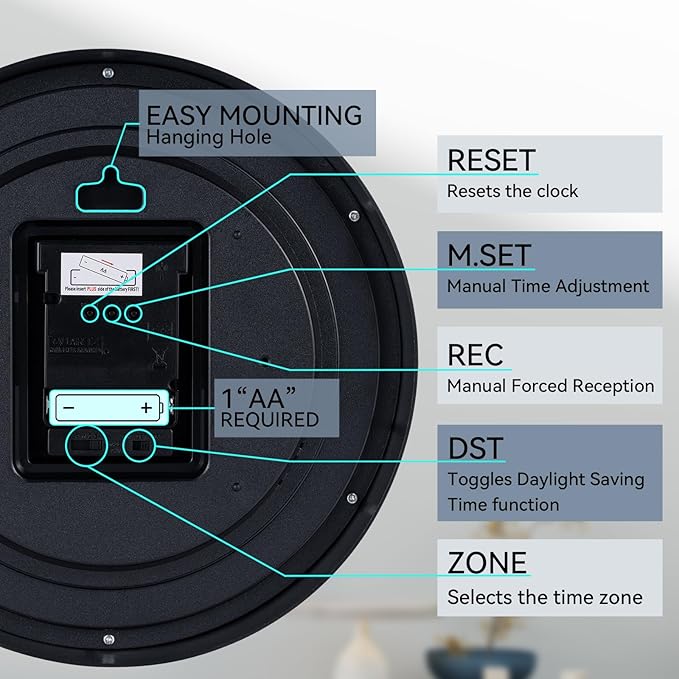 AKCISOT Atomic 12 Inch Wall Clock Analog Clocks for Indoor Kitchen, Battery Operated Clock for Bedroom Office Classroom Living Room(Silver)
