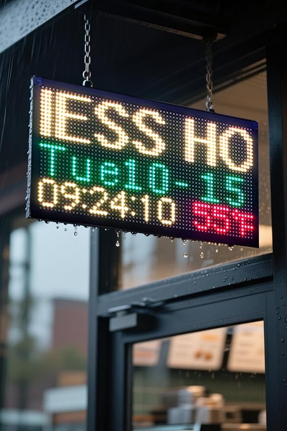 Large Double Sided Digital Wall Clock 19x9 Inch with Remote，Auto-Dimming, Temperature & Date Display, Indoor/Outdoor Waterproof Alarm Clock for Gym, Garage, Office, Shopping Mall