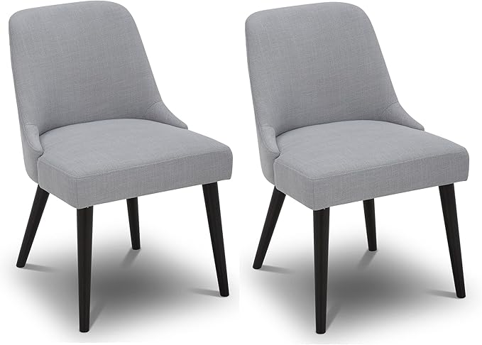 CHITA Mid-Century Modern Dining Chair, Upholstered Fabric Accent Chairs, Set of 2, Light Grey in Performance Fabric