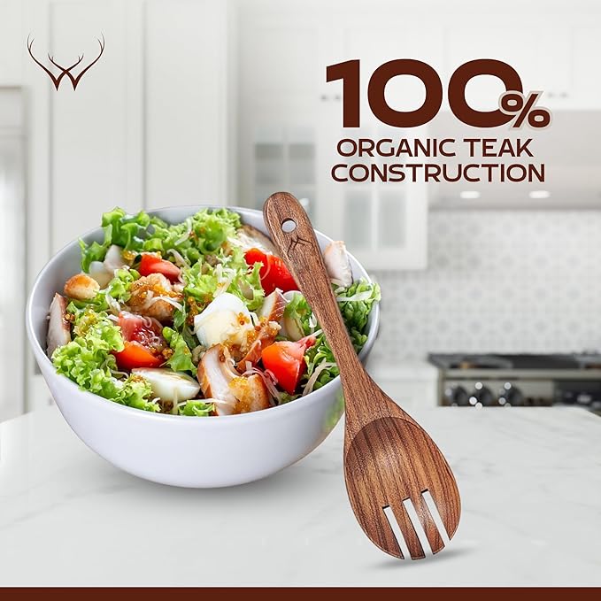 7 Pcs Teak Wooden Kitchen Utensils – Handcrafted Wooden Cooking Utensils Set with Holder, Elegant Wooden Spoons for Cooking & Timeless Utensil Set for Daily Use - Teak Utensils Set for Cooking