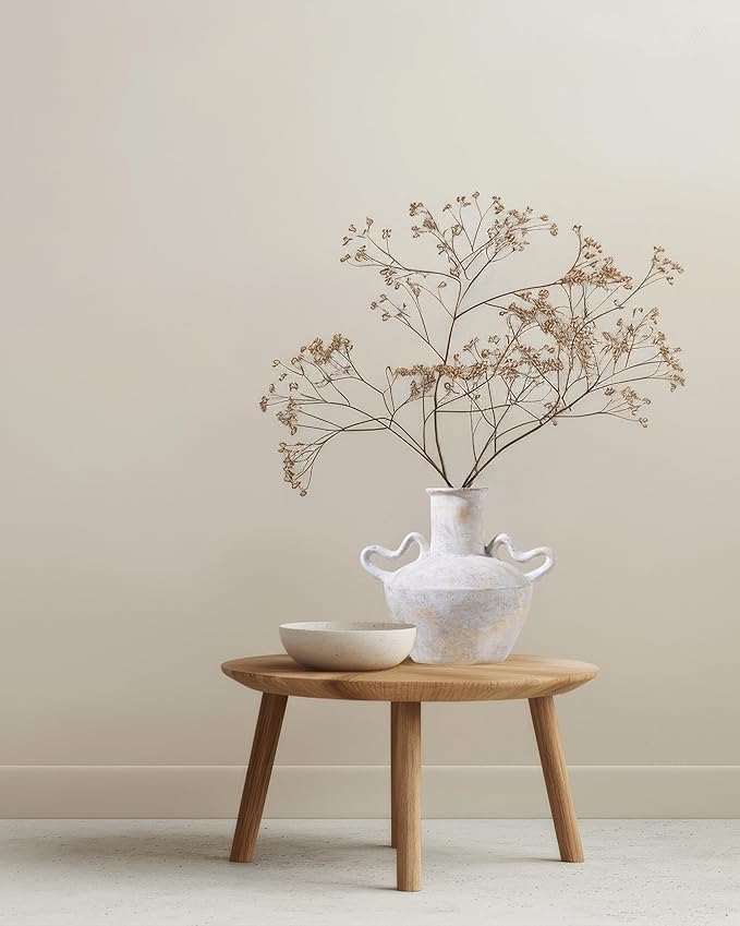 UPWOIGH 9.3x10.6 in Tall Vintage Handles Ceramic Vase, Antique White Pottery Vase Living Room Table Decor, Beige Speckles Distressed Black Markings Rustic Farmhouse Bedroom Decor, 1Pack Gift