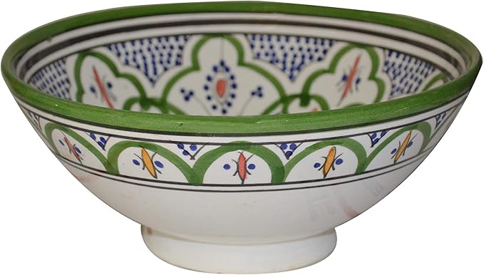 Treasures Of Morocco Ceramic Bowls Moroccan Handmade Serving Exquisite Piece With Vivid Colors 10 inches in Diameter
