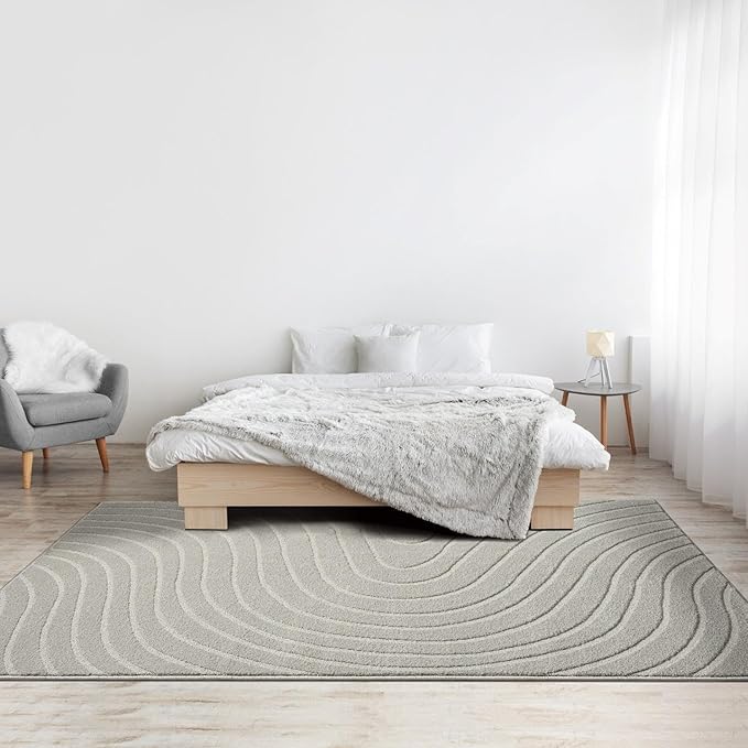 LUXE WEAVERS Modern Geometric Wave Gray 9x12 Area Rug