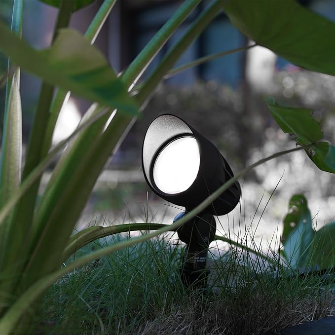 GOODSMANN Low Voltage Spot Light Landscape Lighting 8 PK 5W LED 6500K for Outdoor Lighting with Metal Spike and Connector Garden, Pathway, and Driveway 9121-16102-08A
