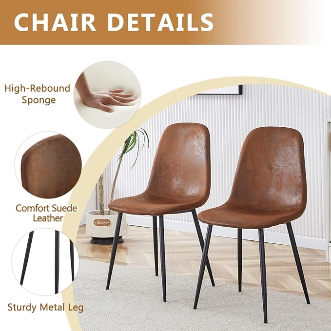 9 Piece Glass Dining Table Set, Kitchen Table Chairs Set for 8, 71'' Dining Table with 0.4" Tempered Glass Tabletop with Plated Metal Legs and MDF Crossbar, 8 Suede Chairs for Dining Room, Kitchen.