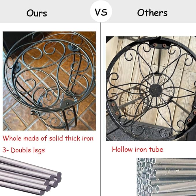 28.4 inches Tall Metal Plant Stand 11.8 Dia for Indoor or Outdoor use,2 Tier Heavy Duty Flower Pot Stand Rack 11.8 inches Diameter Holds Big Heavy Plants,Black (28.4 INCHES TALL)