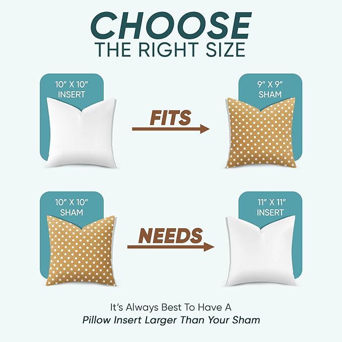 Pillowflex Synthetic Down Pillow Insert - 10x10 Down Alternative, Ultra Soft Throw Pillow, Small Sham Bed Sleeping Pillow - 1 Decorative Accent Form