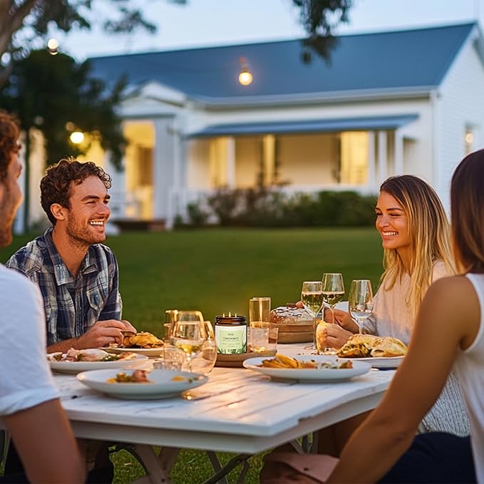 Lemongrass Scented Candle | 3-Wick Jar Candle - 12oz Natural Soy Wax - Citronella Scent for Indoor Outdoor Use, Long Lasting Aromatherapy Gifts for Fathers Day, Summer, 50+ Hour Burn